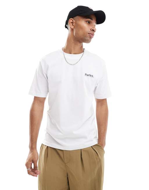 Parlez - Hvid T-shirt med logo og rygprint , 2 af 4