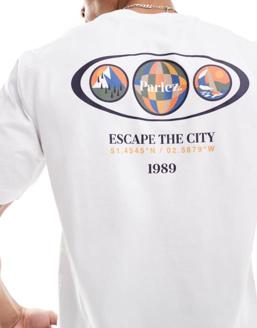 Parlez - Hvid T-shirt med logo og rygprint , 3 af 4