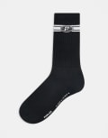 [Parlez] Parlez intarsia embroidered socks in black One Size Black