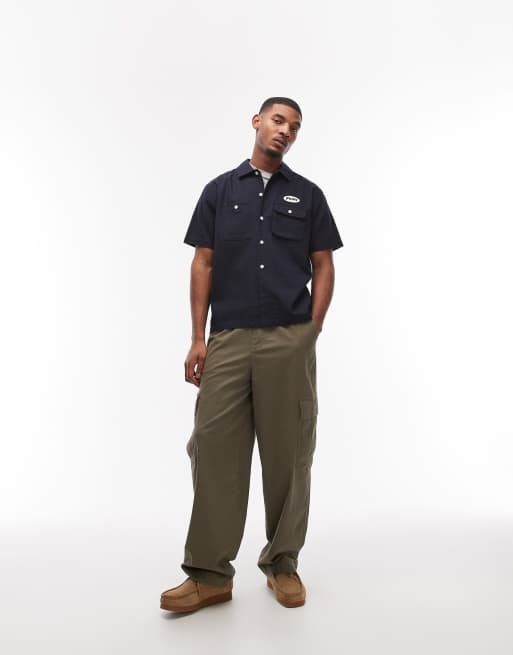 Parlez jack short sleeve back print shirt in navy, 2 of 5