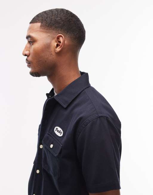 Parlez jack short sleeve back print shirt in navy, 4 of 5