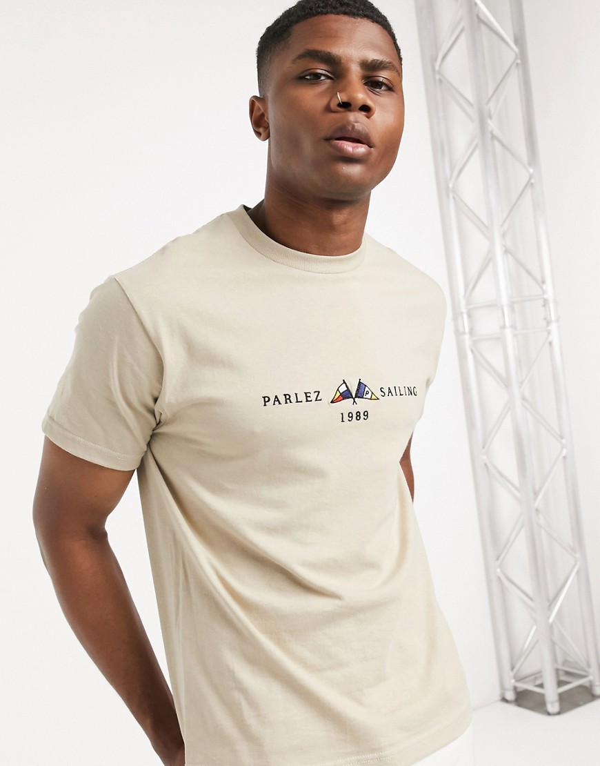 Parlez Jetty embroidered t-shirt in tan
