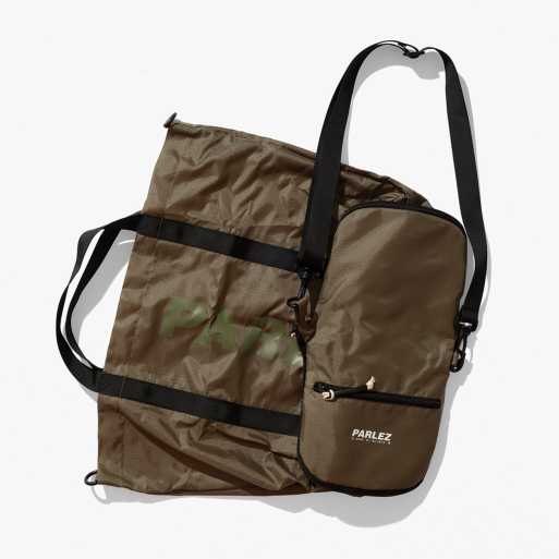 Parlez - Kakifarvet crossbody-totebag med logo og pakbart design, 5 af 6