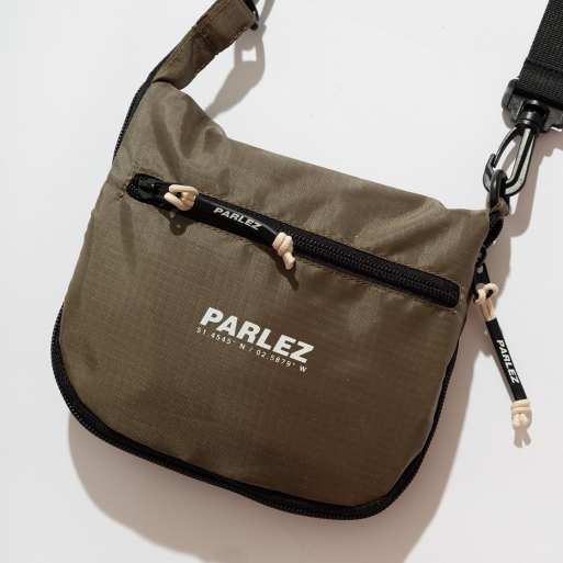 Parlez - Kakifarvet crossbody-totebag med logo og pakbart design, 6 af 6