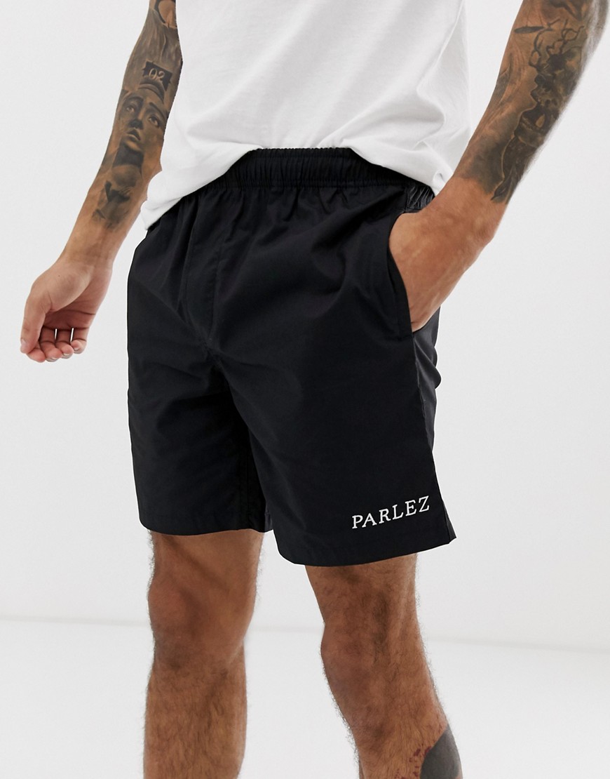 Parlez - Kirk - Short met geborduurd logo in zwart