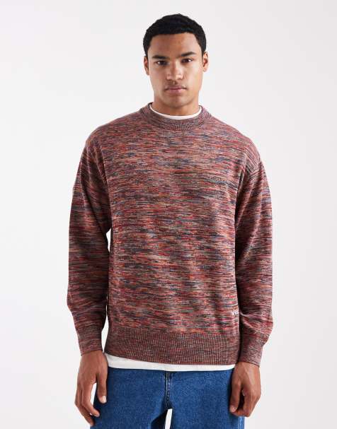 Parlez knitted space dye crewneck jumper with embroidered logo in multi