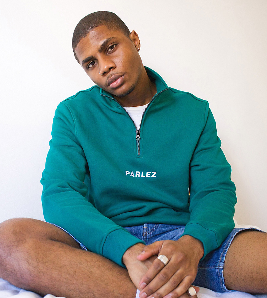 Parlez - Ladsun - Blågrøn sweatshirt med halv lynlås kun hos ASOS