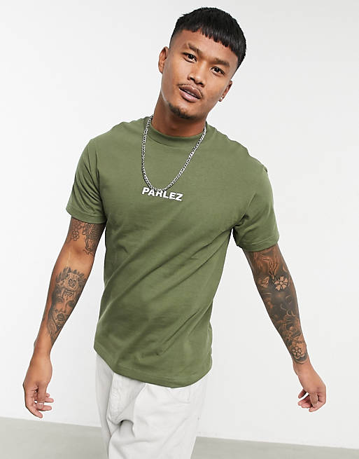 T-Shirts & Vests Parlez ladsun embroidered t-shirt in khaki exclusive at  
