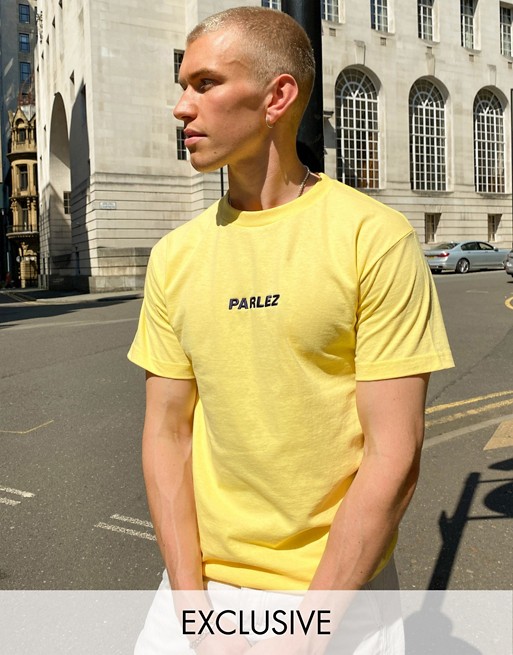 Parlez Ladsun embroidered t-shirt in yellow exclusive at ASOS