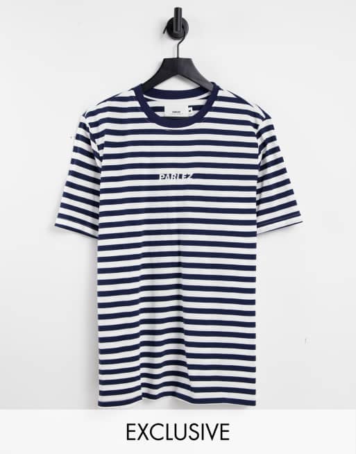 Parlez - Ladsun - Gestreept T-shirt van zware stof in marineblauw, exclusief bij ASOS