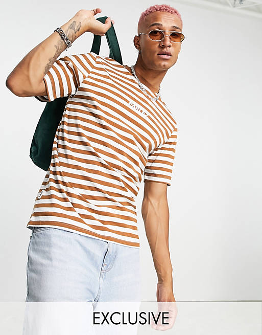  Parlez ladsun heavy striped t-shirt in brown exclusive at  