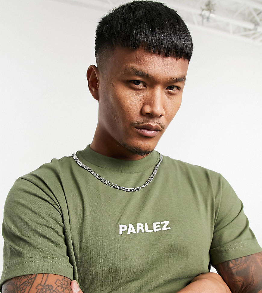 Parlez - Ladsun - Kakifarvet t-shirt med broderi - Kun hos ASOS-Grøn