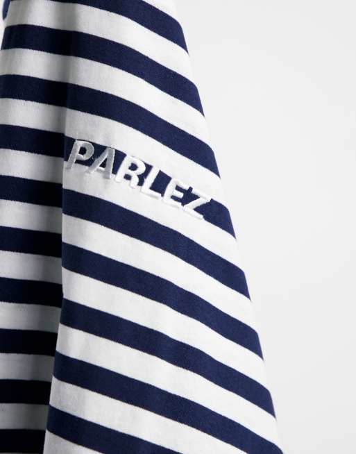Parlez - Ladsun - T-shirt épais à rayures - Bleu marine - Exclusivité ASOS, 3 de 4