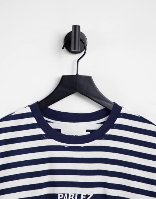 Parlez - Ladsun - T-shirt épais à rayures - Bleu marine - Exclusivité ASOS, 4 de 4