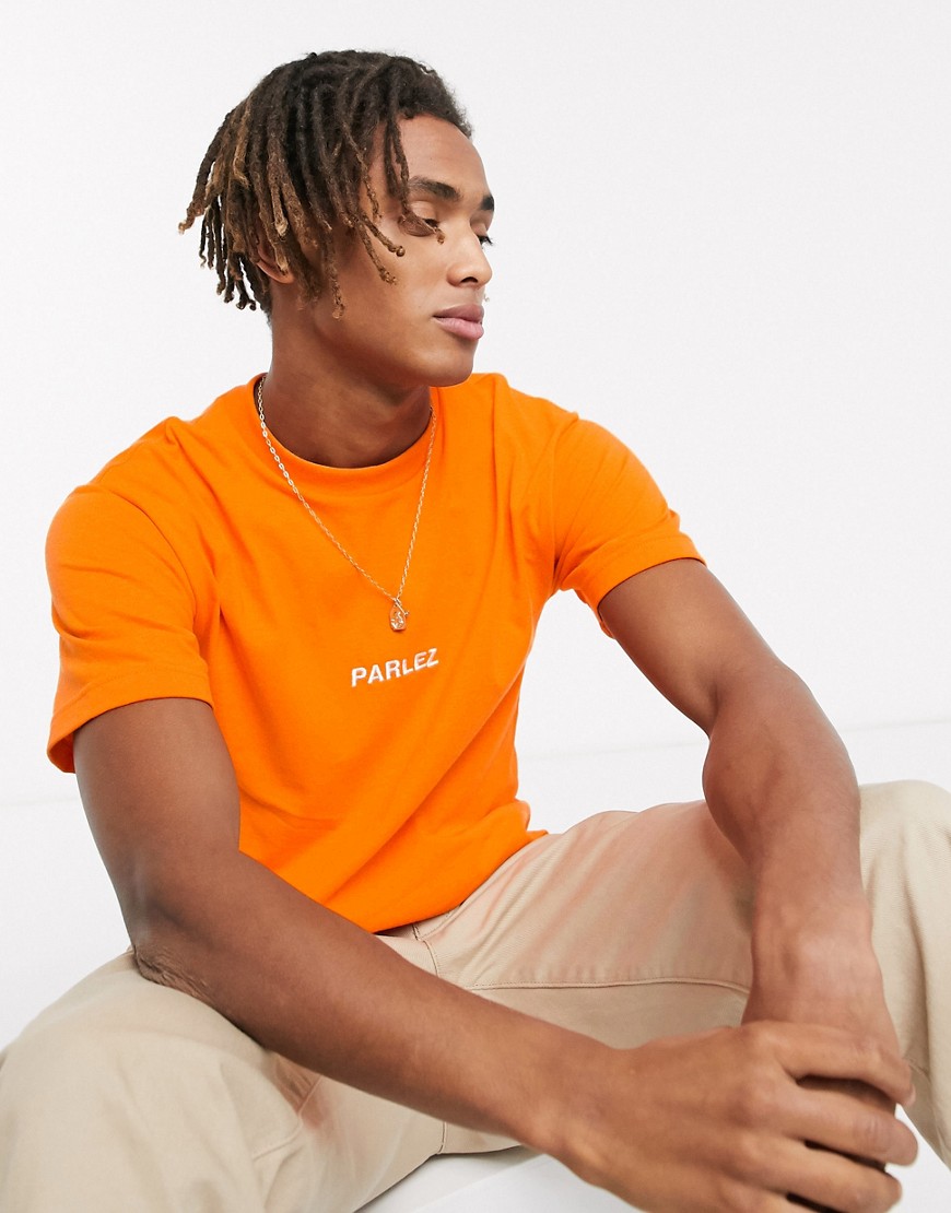 Parlez - Ladsun - T-shirt met geborduurde borstlogo in oranje