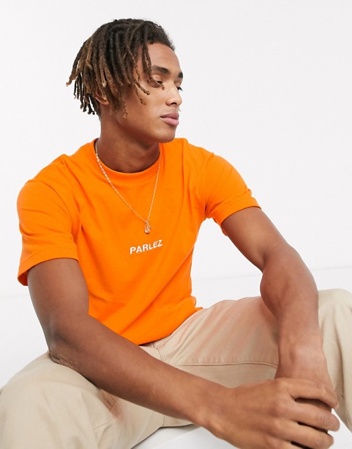 Parlez Ladsun t-shirt with embroidered chest logo in orange