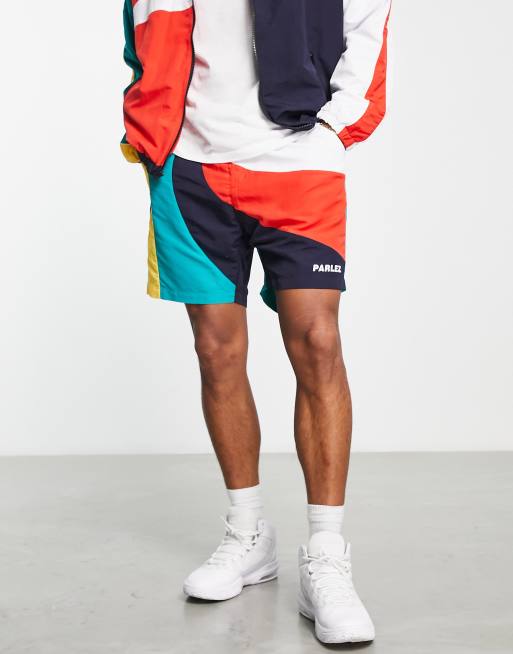 Parlez Leeward woven shorts in retro colour blocking (part of a set)