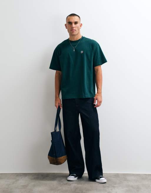 Parlez logo cedar oversized t-shirt in dark green, 3 of 10