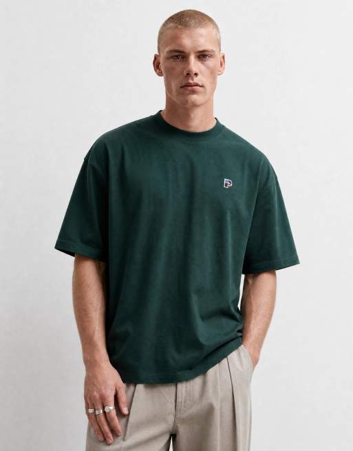 Parlez logo cedar oversized t-shirt in dark green, 6 of 10