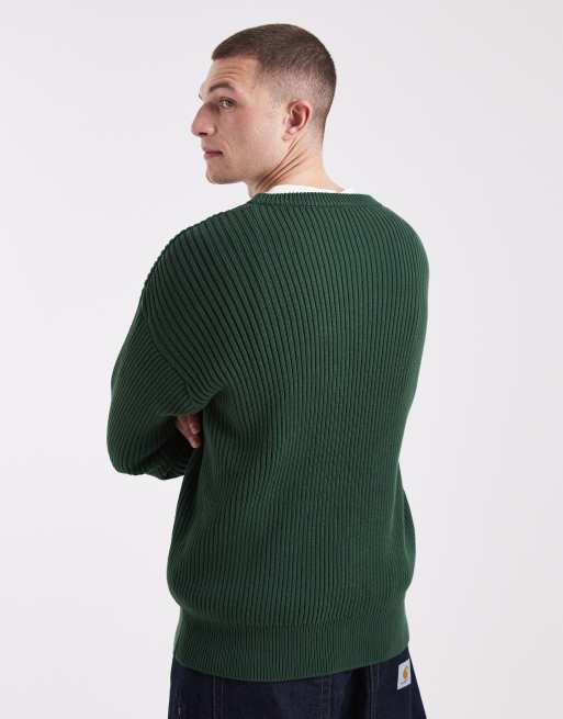 Parlez logo knit sweater in dark green, 3 of 5
