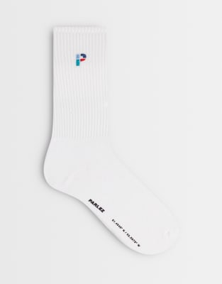 Parlez Logo Lewis Socks In White