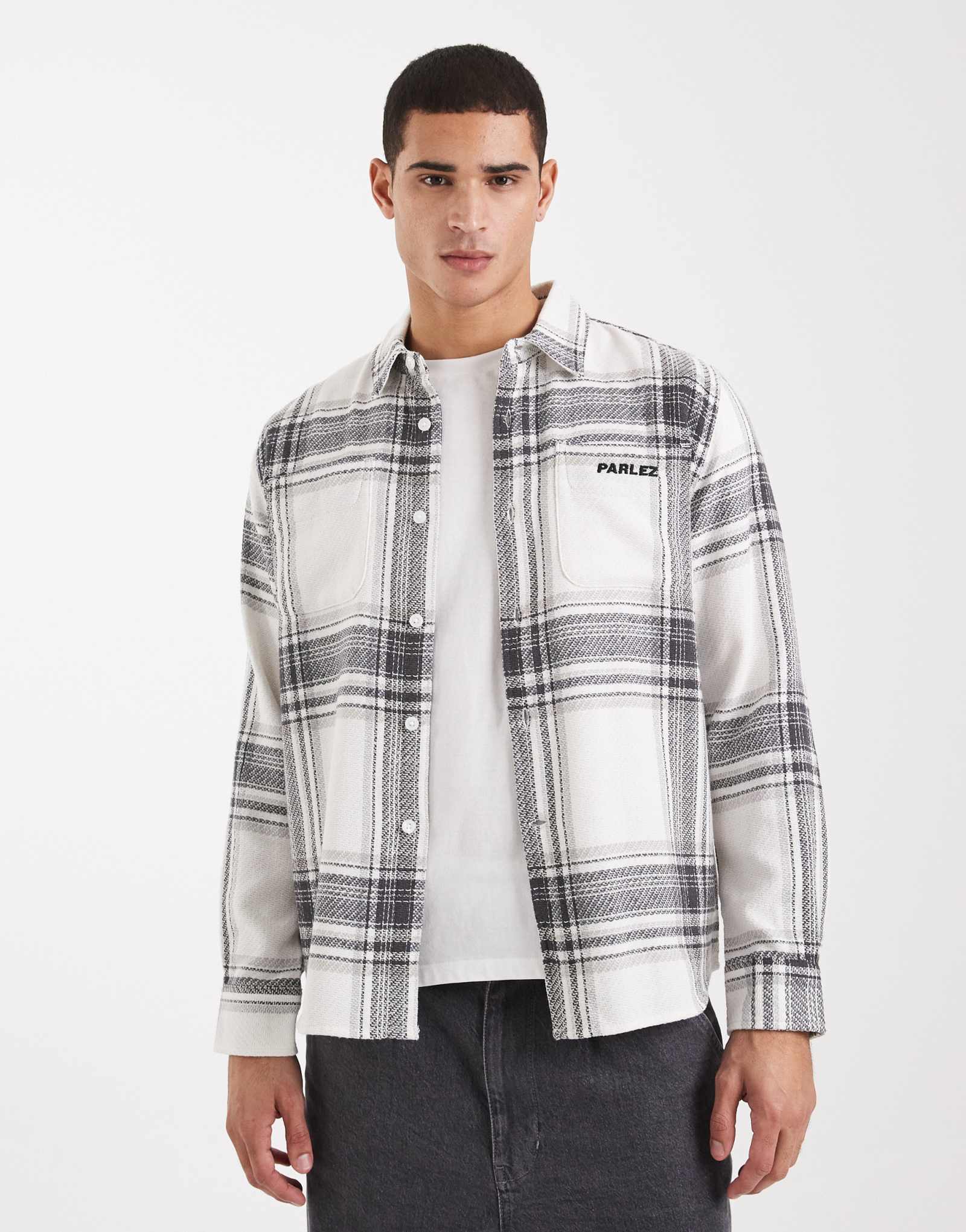 Рубашка с логотипом Parlez с длинным рукавом в черно-белую клетку