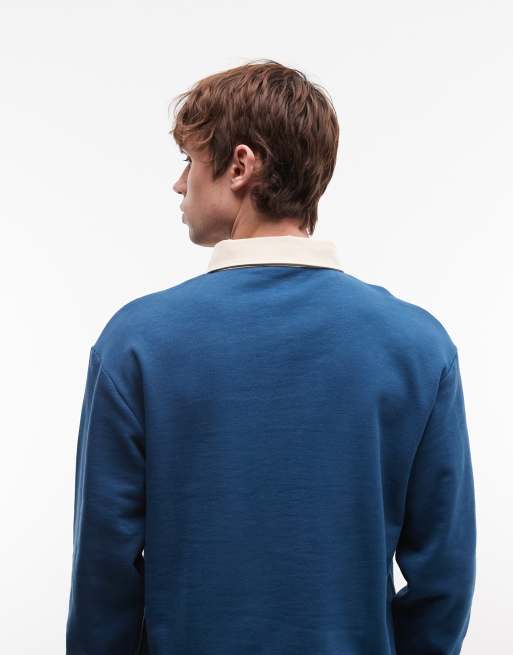 Parlez long sleeve stripe rugby shirt in blue multi, 5 of 5