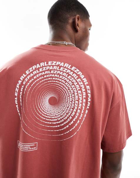 Parlez – Luna – Oversize-T-Shirt in Korallenrot mit Logo und Rückenprint - view 1