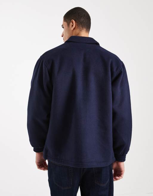 Parlez – Marinblå coach-jacka i kraftig yllemix med broderad märkeslogga, 3 av 5