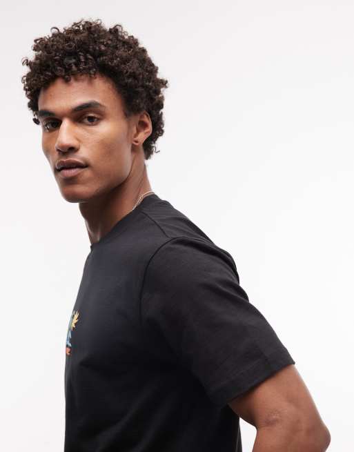Parlez – Mateo – T-Shirt in Schwarz mit Strand-Print und Logo, 2 von 5