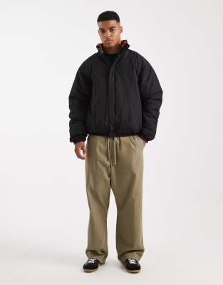 Parlez Monogram Logo Reversible 2 Way Zip Up Puffer Jacket In Multi