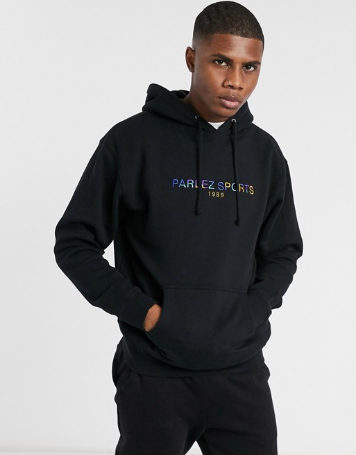 Parlez Nelson embroidered hoodie in black