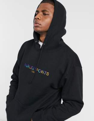 embroidered black hoodie