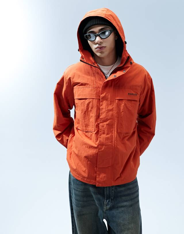 Parlez - nylon rain jacket in burnt orange