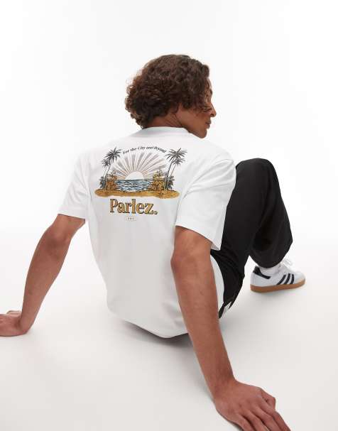 Parlez occasus motif back detail t-shirt in white - view 1