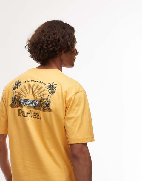 Parlez occasus motif back detail t-shirt in yellow - view 1