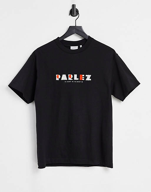 Parlez ohlson embroidered t-shirt in black