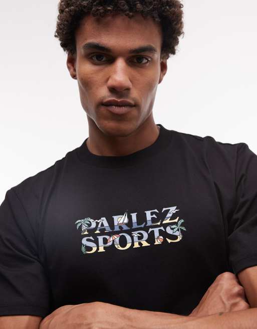 Parlez – Ormond – Czarny T-shirt z krótkimi rękawami i logo, 3 z 5