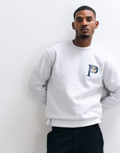 Parlez oversize sweatshirt med logotryck på bröstet i gråmelerad - view 1