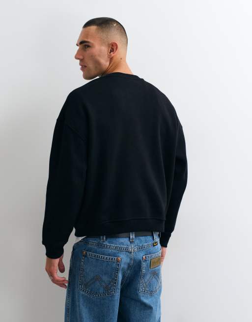 Parlez oversize sweatshirt med logotryck på bröstet i svart, 2 av 5