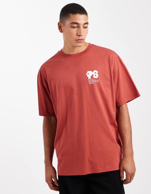 Parlez – Oversize-T-Shirt in Rostrot mit Rückenprint und Grafik-Logo, 3 von 5