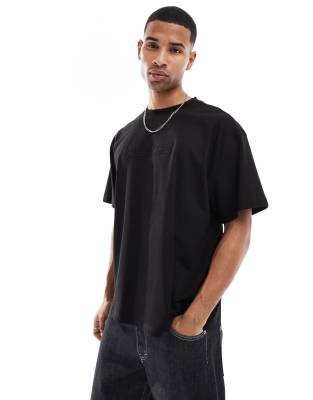 oversized logo embroidery t-shirt in black