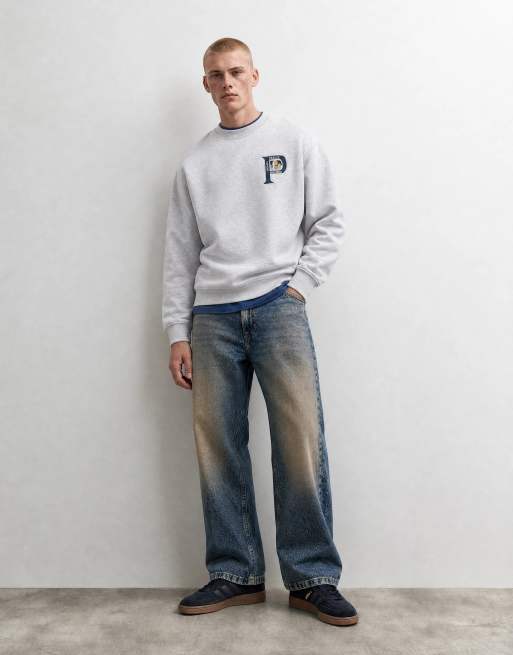 Parlez oversized sweatshirt with logo chest print in gray heather, 7 of 10