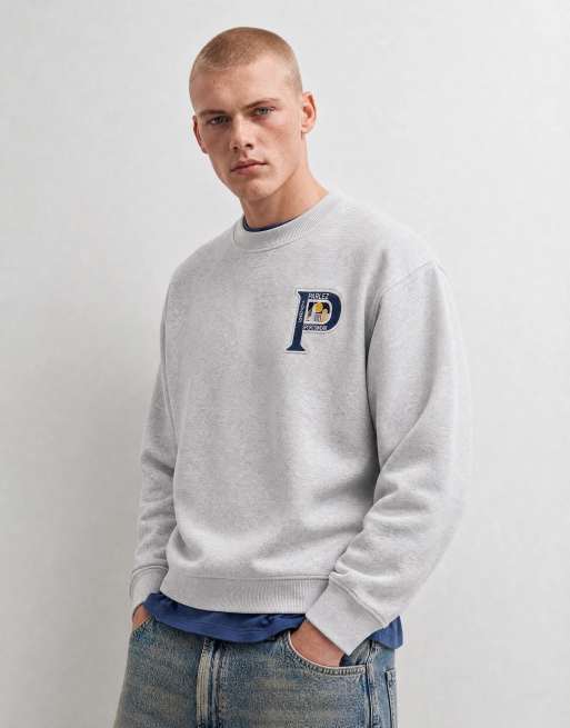 Parlez oversized sweatshirt with logo chest print in gray heather, 9 of 10