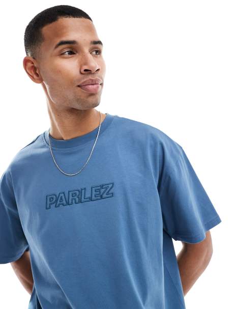 Parlez - Oversized T-shirt met geborduurd logo in blauw - view 1