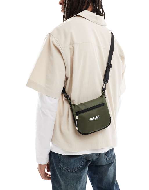 Parlez packable design logo corss body/tote bag in khaki