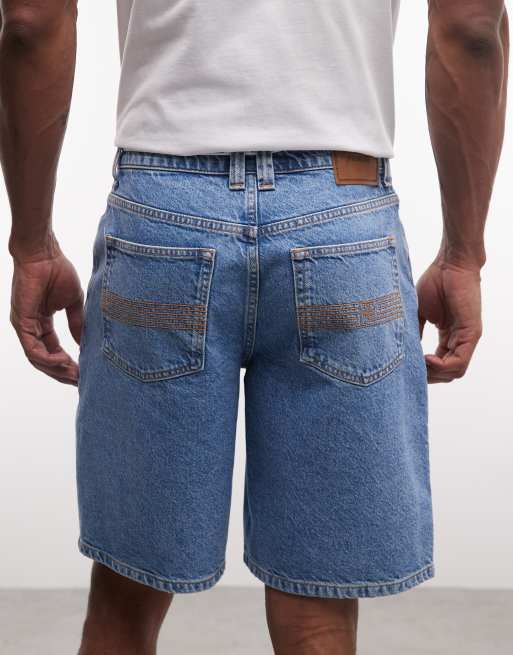Parlez - Pantaloncini allacciati in vita in denim serge blu lavaggio chiaro, 4 di 5