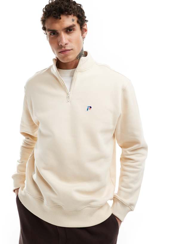 Parlez - pantego quarter zip shirt in ecru