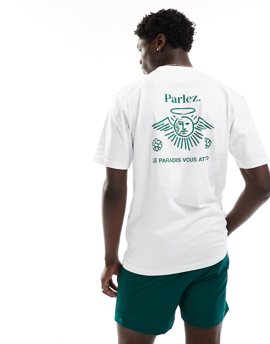 Parlez paradis graphic back t-shirt in white