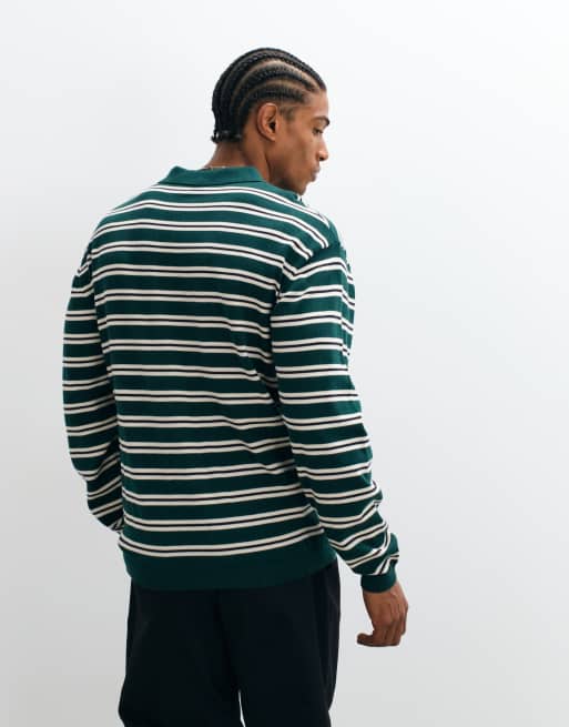 Parlez polo en maille à manches longues à rayures vert, 5 de 5